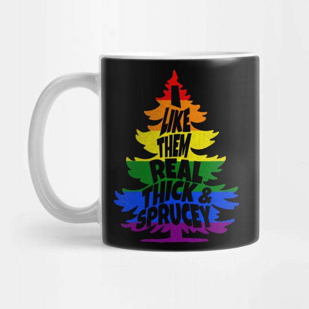 Funny Rainbow LGBTQ Gay Christmas Tree by Cosmic Dust Art